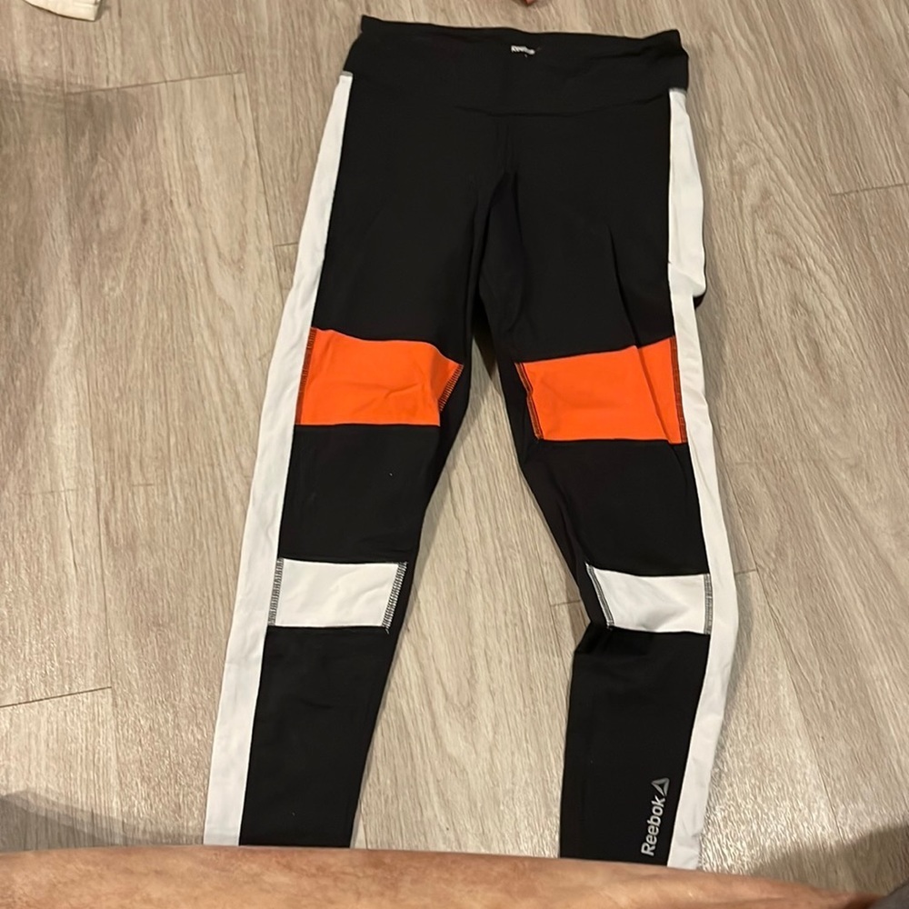 Reebok Womens 7/8 ankle big block stripe leggings